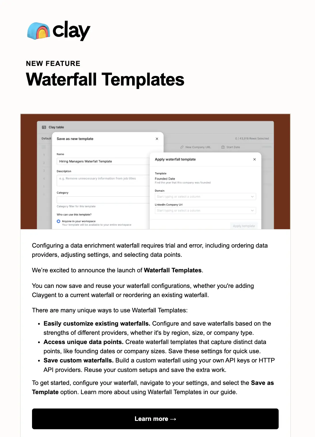 Sample email template